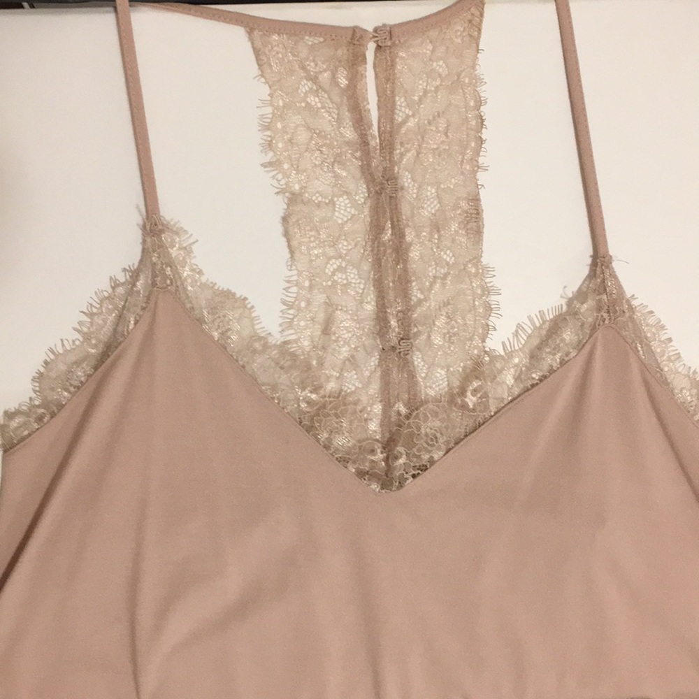 pale pink/ cream lace tank-top